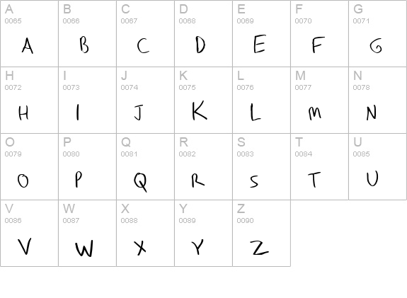 AndyHand uppercase A-Z preview