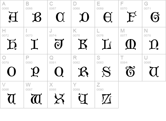 Aneirin uppercase A-Z preview