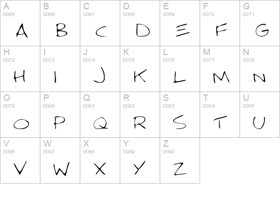 AngelasHand Regular uppercase A-Z preview
