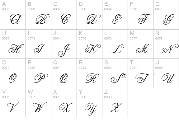 Anglia Script Standard uppercase A-Z preview