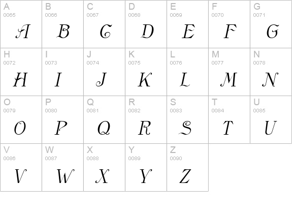 Anglican Italic uppercase A-Z preview