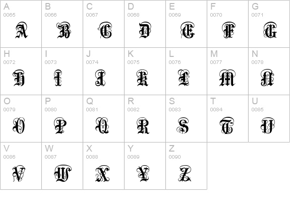 AnglicanText uppercase A-Z preview