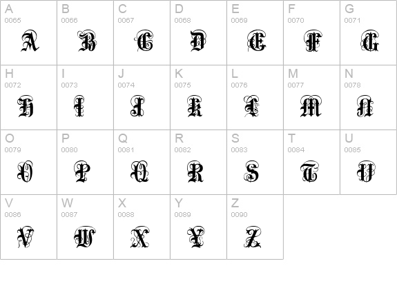 Anglo Text uppercase A-Z preview