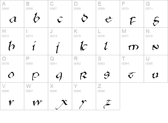 AngloSaxonItalic uppercase A-Z preview