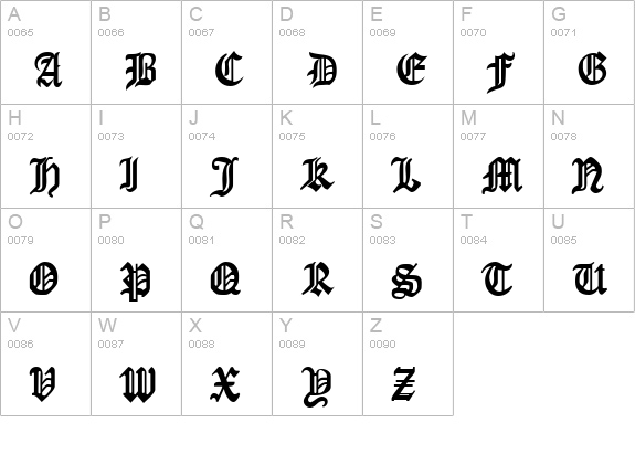AngloSSK uppercase A-Z preview