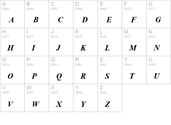 Angsana New Bold Italic uppercase A-Z preview