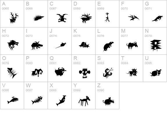 AnimaliaScissored uppercase A-Z preview