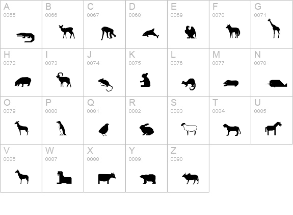 Animals uppercase A-Z preview