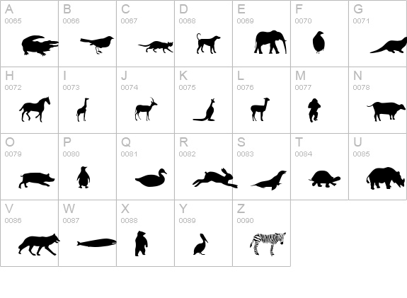 Animals Regular uppercase A-Z preview