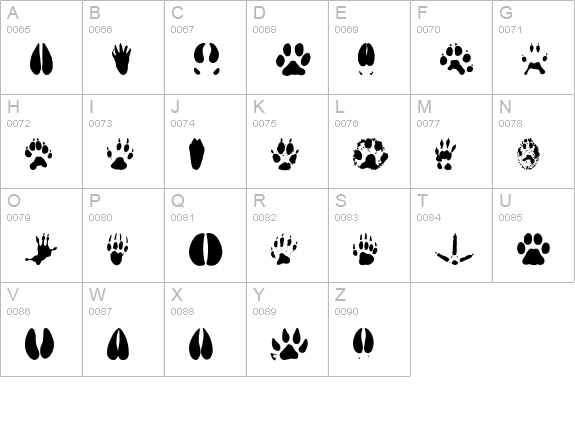 AnimalTracks uppercase A-Z preview