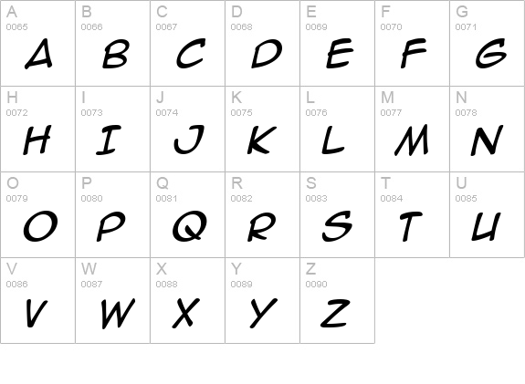 Anime Ace 2.0 BB Italic uppercase A-Z preview