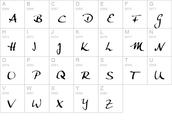 Anke Calligraphic FG uppercase A-Z preview