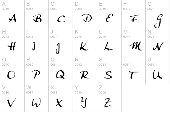 AnkeCalligraph uppercase A-Z preview