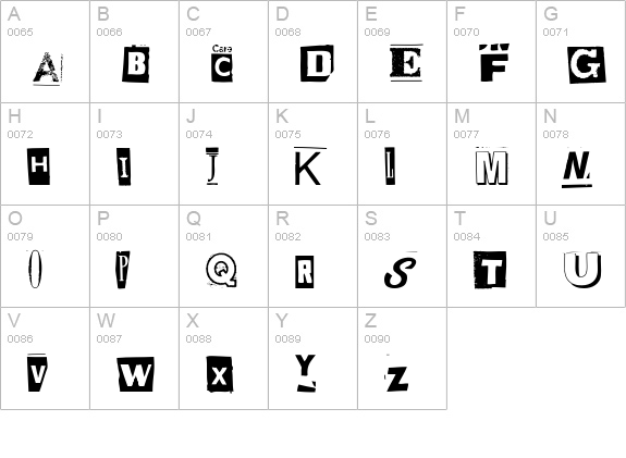 Anonymous Clippings uppercase A-Z preview