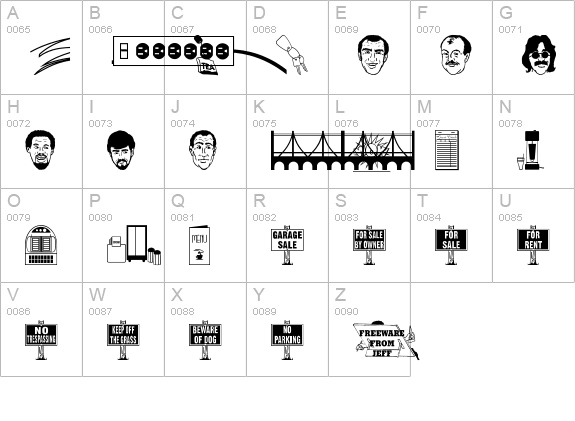 Another Dingbat Font JL uppercase A-Z preview