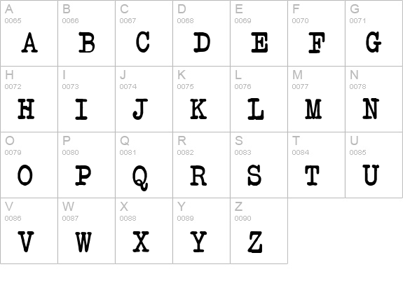 Another Typewriter uppercase A-Z preview