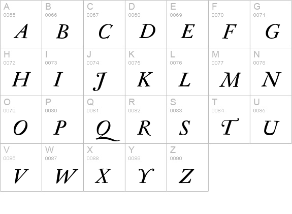 Antique Regent CE Italic uppercase A-Z preview