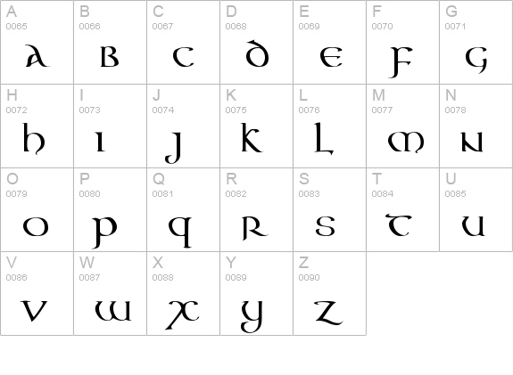Aon Cari Celtic uppercase A-Z preview