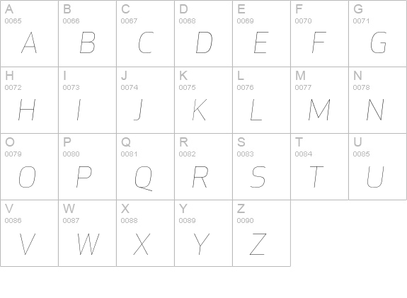 ApexNew-ThinItalic uppercase A-Z preview