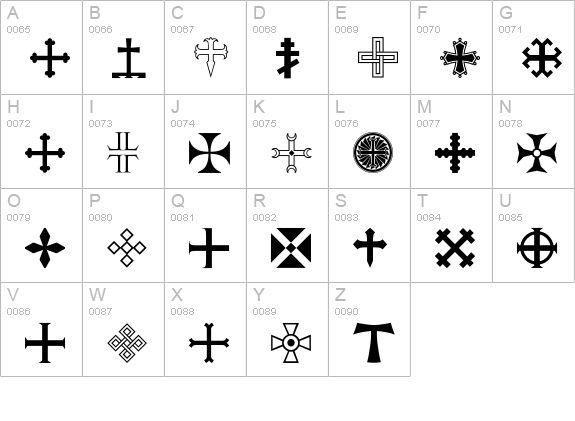 Apocalypso-Crosses uppercase A-Z preview