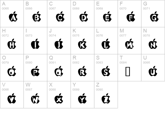 Apple Antics uppercase A-Z preview