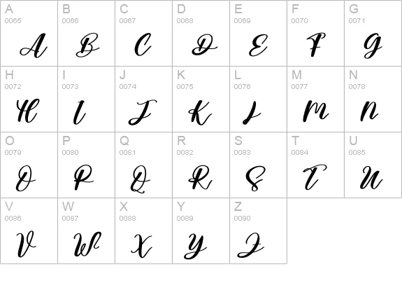 April Signature uppercase A-Z preview