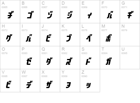 Aquasky20KAT-Italic uppercase A-Z preview