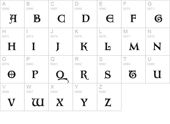 AquitaineInitialsICG-Alt uppercase A-Z preview