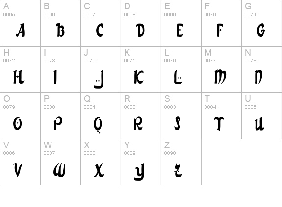 ArabDancesMediumItalic uppercase A-Z preview
