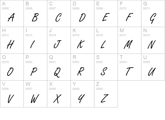 Arabella uppercase A-Z preview