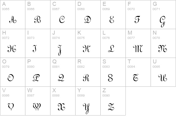 Arabesco Script SSi uppercase A-Z preview