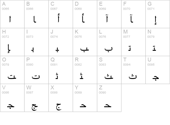 ArabicRiyadhSSK uppercase A-Z preview