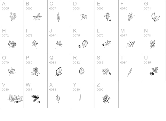 ArborisFolium uppercase A-Z preview
