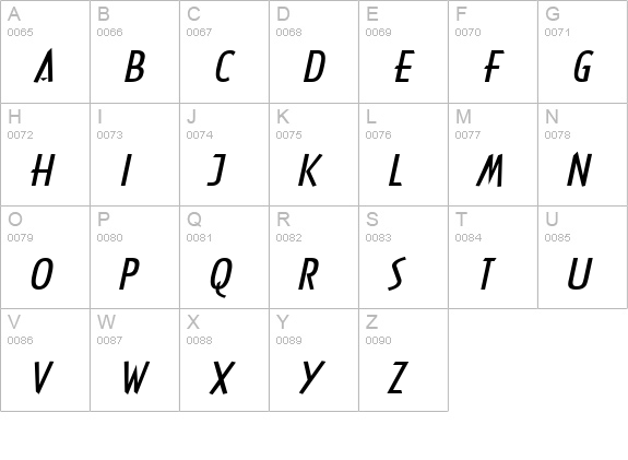 ArcaneBroad Italic uppercase A-Z preview