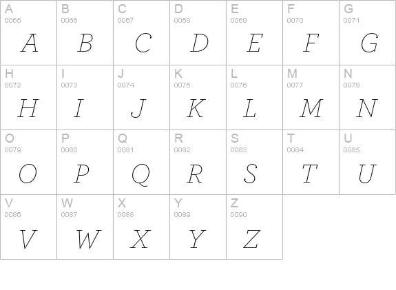 Archer Extra Light Italic uppercase A-Z preview