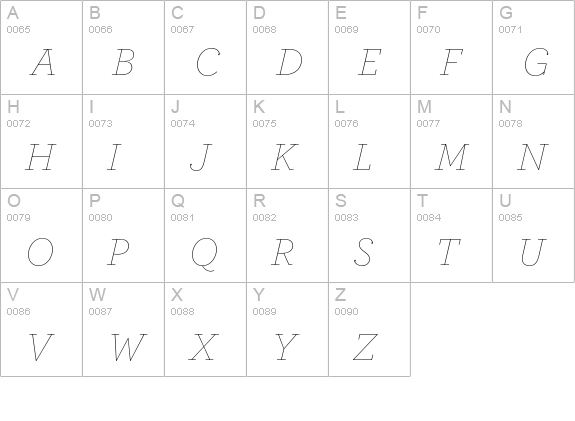 Archer Thin Italic uppercase A-Z preview