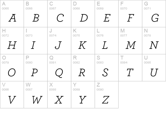 ArcherPro Book Italic uppercase A-Z preview