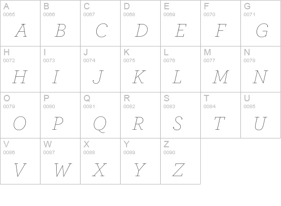 ArcherPro Thin Italic uppercase A-Z preview