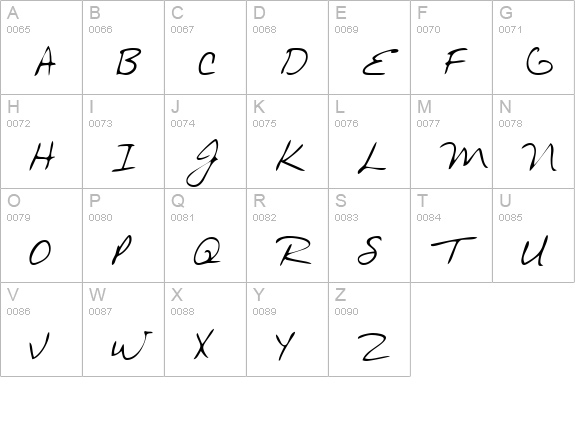 ArchiesHand Regular uppercase A-Z preview