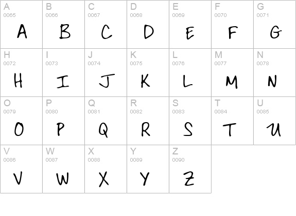 ArdleysHand Regular uppercase A-Z preview