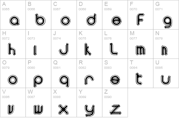 area OUTLINEe uppercase A-Z preview
