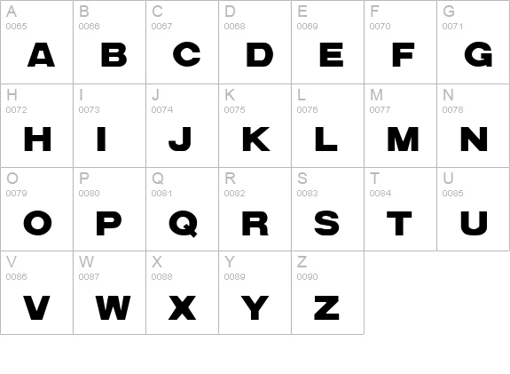 Arena Black Extended uppercase A-Z preview