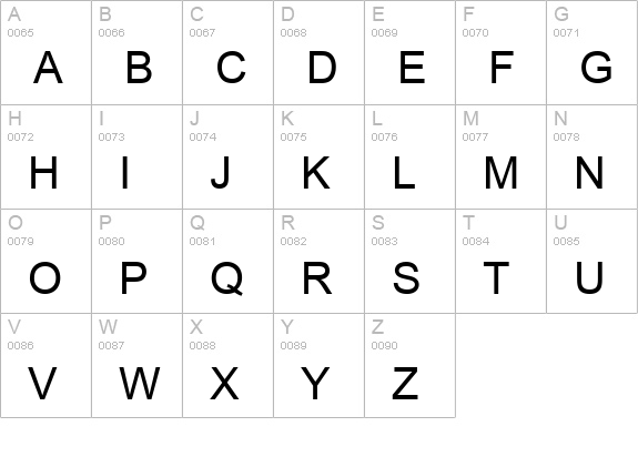 Arial uppercase A-Z preview