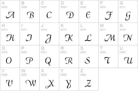 AriaScriptSSK uppercase A-Z preview