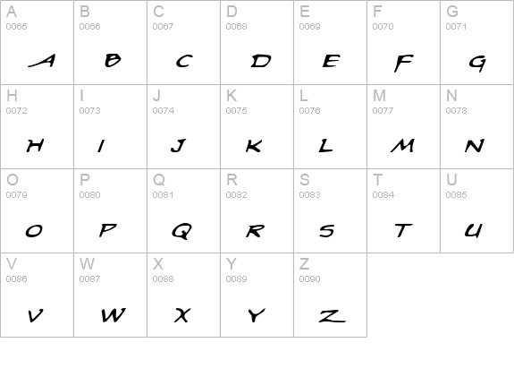 Arilon Expanded Italic uppercase A-Z preview