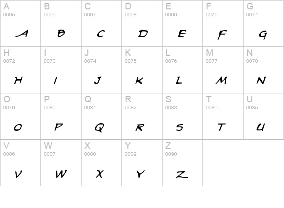 Arilon Italic uppercase A-Z preview