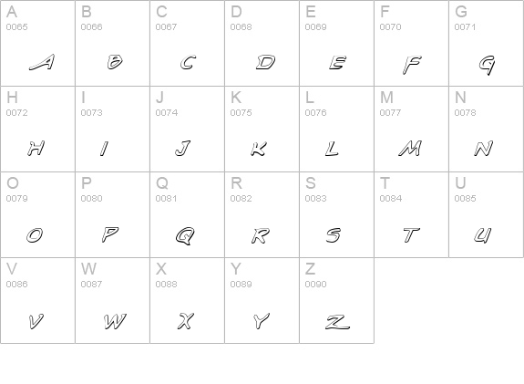 Arilon Shadow Italic uppercase A-Z preview