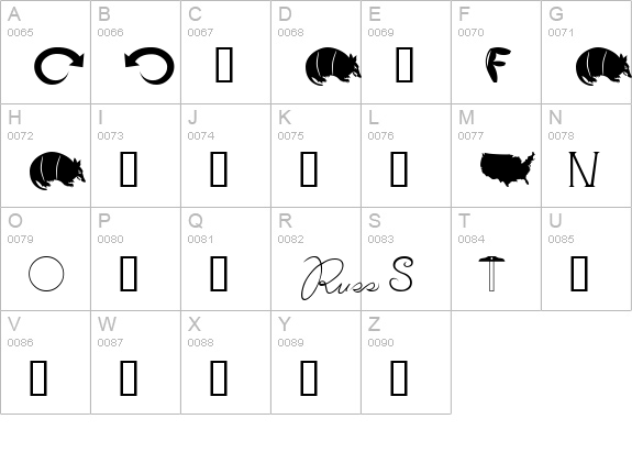 Armadillo uppercase A-Z preview