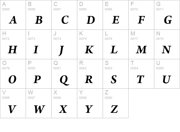 Arno Pro Bold Italic uppercase A-Z preview