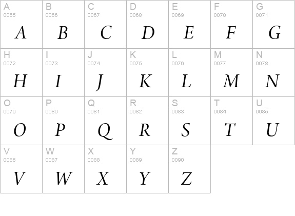 Arno Pro Italic Display uppercase A-Z preview